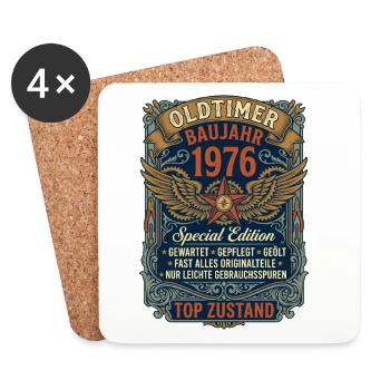 Oldtimer Baujahr 1976 50. Geburtstag Vintage - Untersetzer (4er-Set) - Weiß - Vorne