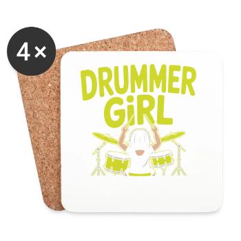 Drummer_Girl_Neu_6 - Dessous de verre (lot de 4) - blanc - Devant