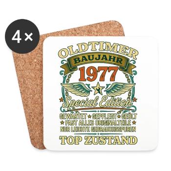 Oldtimer Baujahr 1977 Geburtstag Geschenk - Untersetzer (4er-Set) - Weiß - Vorne