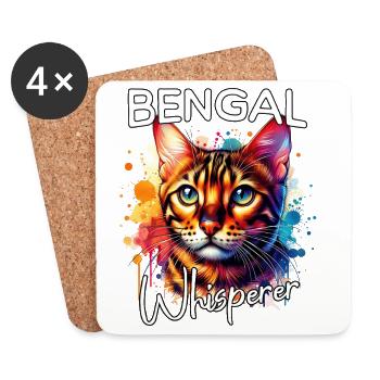 Bengalkatze Flüsterer - Untersetzer (4er-Set) - Weiß - Vorne