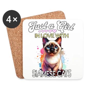 Siamkatze Mädchen - Untersetzer (4er-Set) - Weiß - Vorne