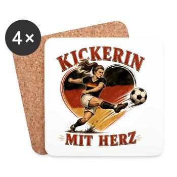 Kickerin Mit Herz – Fußballheldin im Herz - Untersetzer (4er-Set) - Weiß - Vorne