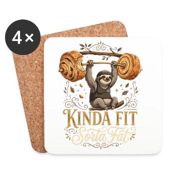 Kinda Fit Sorta Fat Faultier Gewichtheben - Untersetzer (4er-Set) - Weiß - Vorne