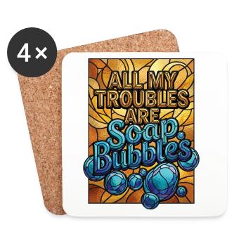 Tous mes soucis sont des bulles de savon - Dessous de verre (lot de 4) - blanc - Devant
