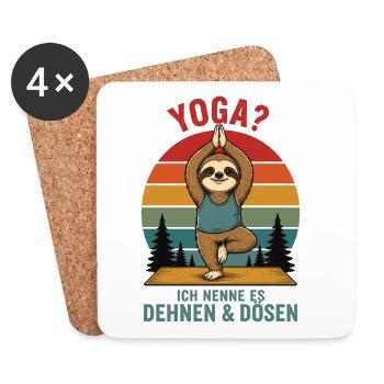 Faultier Yoga Dehnen & Dösen Shirt - Untersetzer (4er-Set) - Weiß - Vorne