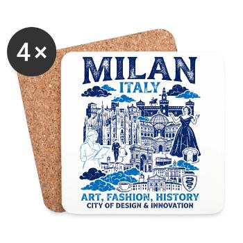Milan Italy Landmark Skyline Illustration Two Tone - Untersetzer (4er-Set) - Weiß - Vorne