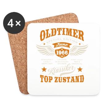 Oldtimer Juni 1966 | Geburtstag Geschenk - Untersetzer (4er-Set) - Weiß - Vorne