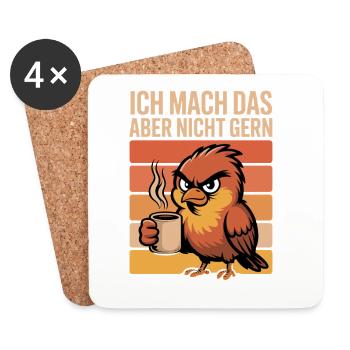 Ich Mach Das Aber Nicht Gern Miesgelaunte Eule - Untersetzer (4er-Set) - Weiß - Vorne