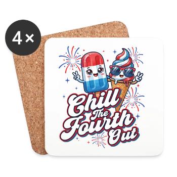 Chill The Fourth Out Patriotic Humor - Coasters (set of 4) - white - Front