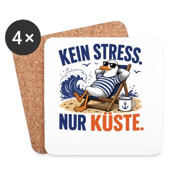 Möwe Kein Stress Nur Küste Shirt - Untersetzer (4er-Set) - Weiß - Vorne