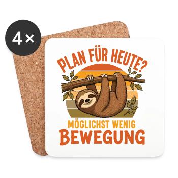 Faultier Plan Heute Wenig Bewegung Shirt - Untersetzer (4er-Set) - Weiß - Vorne