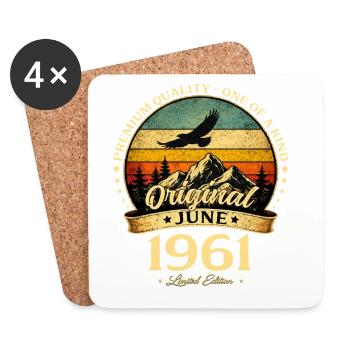 65th Birthday Gift Vintage June Vintage 1961 - Coasters (set of 4) - white - Front