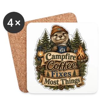 Campfire Coffee Fixes Most Things Otter - Coasters (set of 4) - white - Front