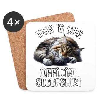 Maine Coon Schlafshirt - Untersetzer (4er-Set) - Weiß - Vorne
