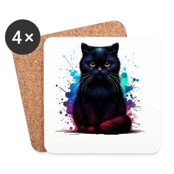 Cadeau du Chat Noir - Dessous de verre (lot de 4) - blanc - Devant