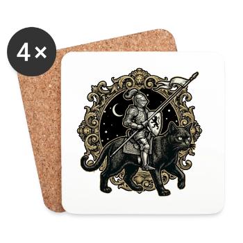 Katzenritter Ren Faire Mittelalter - Untersetzer (4er-Set) - Weiß - Vorne