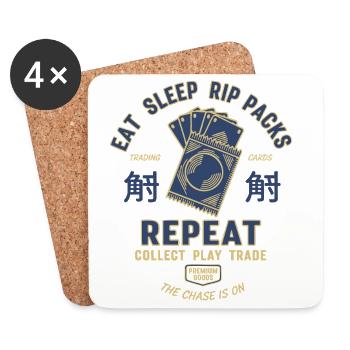 Eat Sleep Rip Packs Trading Cards Repeat - Coasters (set of 4) - white - Front