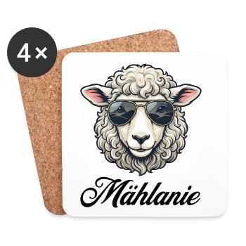 Mählanie Sheep with Sunglasses - Coasters (set of 4) - white - Front