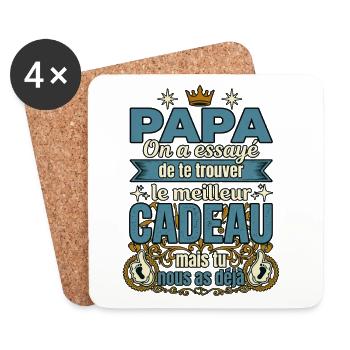 Papa Meilleur Cadeau Tu Nous As Déjà - Dessous de verre (lot de 4) - blanc - Devant