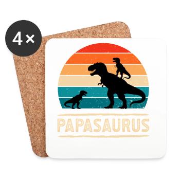 Papasaurus Dino Retro Sunset - Untersetzer (4er-Set) - Weiß - Vorne