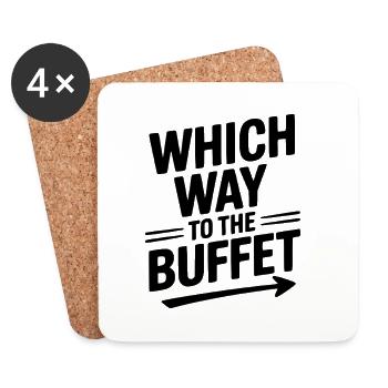 Which Way To The Buffet - Coasters (set of 4) - white - Front
