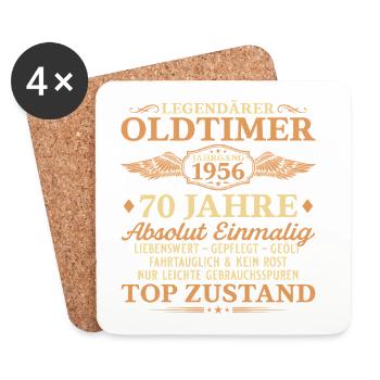 Legendärer Oldtimer 1956 – 70. Geburtstag - Untersetzer (4er-Set) - Weiß - Vorne