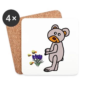 Bear Teddy Teddy Bear Lavender - Coasters (set of 4) - white - Front