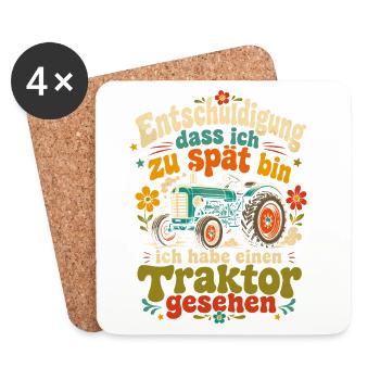 Entschuldigung: Traktor gesehen - Untersetzer (4er-Set) - Weiß - Vorne