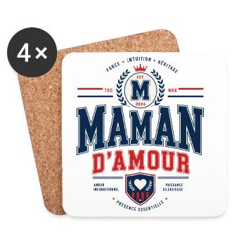 Maman d’Amour Style Varsity Vintage - Dessous de verre (lot de 4) - blanc - Devant