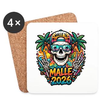 Malle 2026 Skull - Dessous de verre (lot de 4) - blanc - Devant