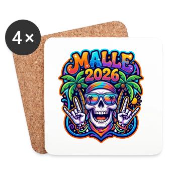Malle 2026 Skull Colorful Mallorca - Coasters (set of 4) - white - Front
