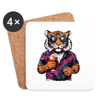 Été de la bande dessinée Tiger - Dessous de verre (lot de 4) - blanc - Devant