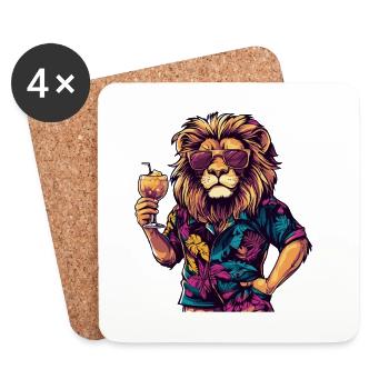 Lion Comic Summer - Coasters (set of 4) - white - Front