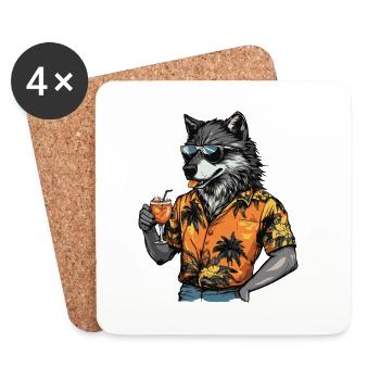 Été de la bande dessinée Wolf - Dessous de verre (lot de 4) - blanc - Devant