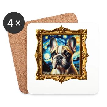 Französische Bulldogge Starry Night - Untersetzer (4er-Set) - Weiß - Vorne