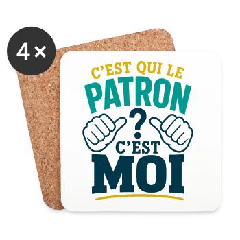 Patron Cadeau humour personnalisé - Dessous de verre (lot de 4) - blanc - Devant