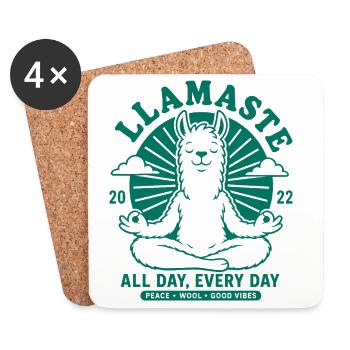 Pas de souci Llama, détends-toi - Dessous de verre (lot de 4) - blanc - Devant