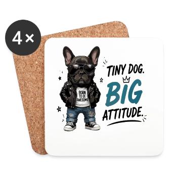 Petit chien : grande attitude, né pour être génial - Dessous de verre (lot de 4) - blanc - Devant