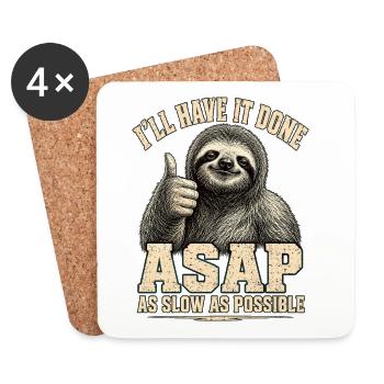 Faultier ASAP As Slow As Possible Shirt - Untersetzer (4er-Set) - Weiß - Vorne