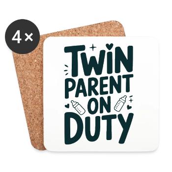Parents jumeaux au ministère | Humour pour bébés - Dessous de verre (lot de 4) - blanc - Devant