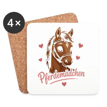 Pferdemädchen Herzglanz Pferd - Untersetzer (4er-Set) - Weiß - Vorne