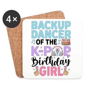 Tante préférée de la fille d’anniversaire de la K-Pop - Dessous de verre (lot de 4) - blanc - Devant