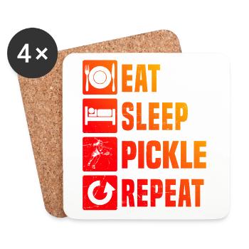Conception professionnelle du pickleball pour les fans de joueurs de pickleball - Dessous de verre (lot de 4) - blanc - Devant