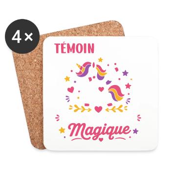 témoin Licorne Magique - Dessous de verre (lot de 4) - blanc - Devant