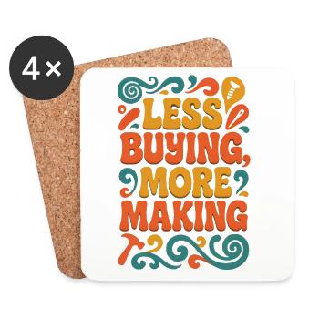 Buy Less | Upcycling DIY - Coasters (set of 4) - white - Front