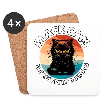 Lustige Schwarze Katze Sprüche - Untersetzer (4er-Set) - Weiß - Vorne