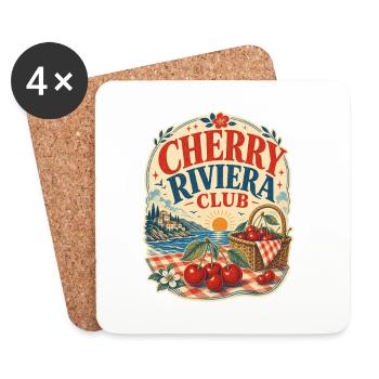 Cherry Riviera Club Sommer Design für jeden Anlass - Untersetzer (4er-Set) - Weiß - Vorne