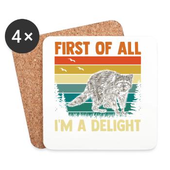 First Of All Im A Delight Trash Panda Raccoon - Untersetzer (4er-Set) - Weiß - Vorne