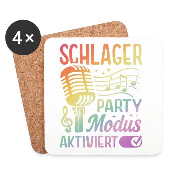 Schlager Party Schlagermusik Tanzparty Musik - Untersetzer (4er-Set) - Weiß - Vorne