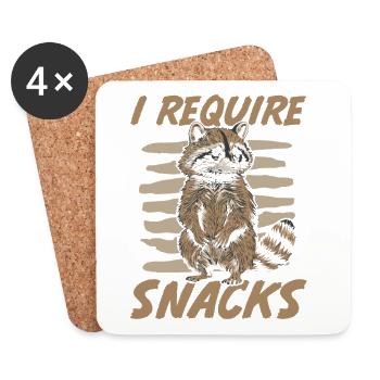 I Require Snacks Trash Panda Raccoon - Untersetzer (4er-Set) - Weiß - Vorne